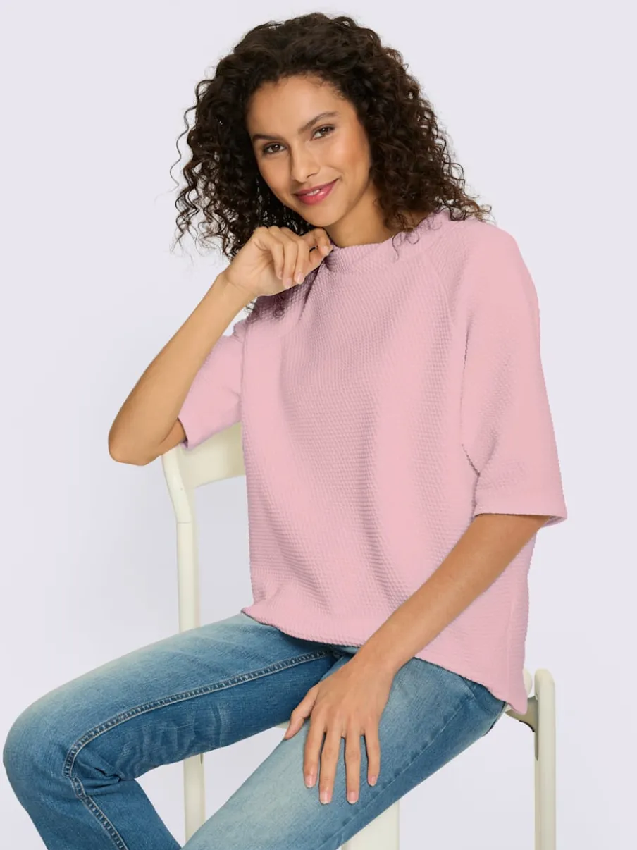 Sweatshirt léger à col montant avec manches mi-longues