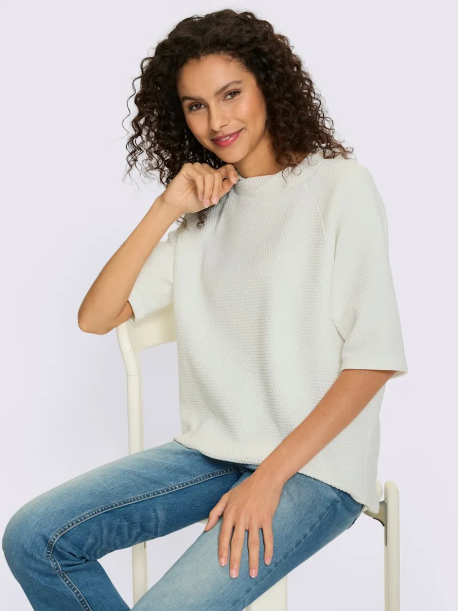 Sweatshirt léger à col montant avec manches mi-longues