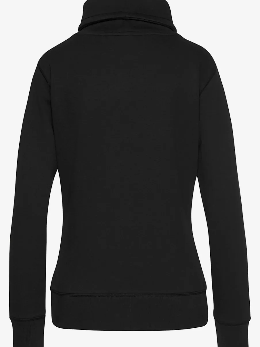 Sweatshirt long à col revers avec poche kangourou et logo cuivre