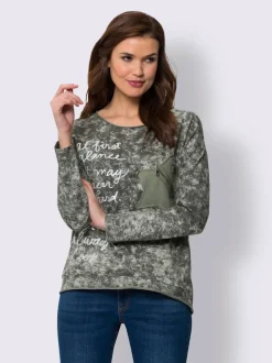 Sweatshirt manches longues encolure ronde avec surpiqûres