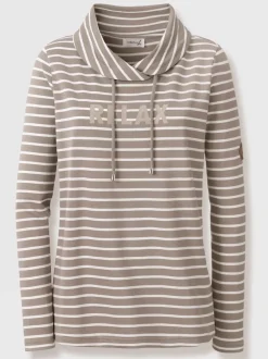 Sweatshirt à rayures avec col roulé et manches longues