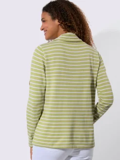 Sweatshirt à rayures avec col roulé et manches longues