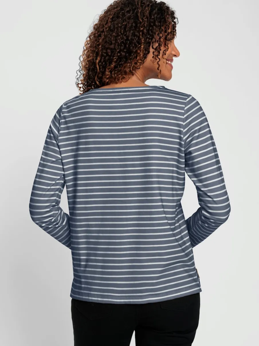 Sweatshirt à rayures en pur coton avec manches longues