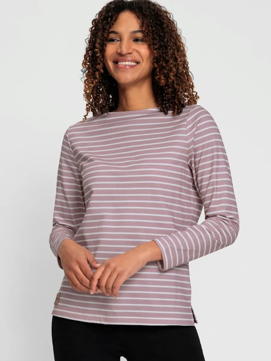 Sweatshirt à rayures en pur coton avec manches longues
