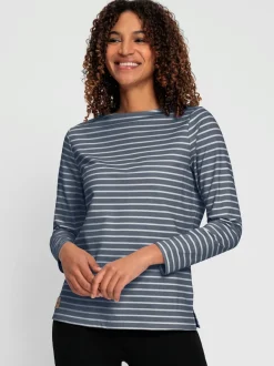 Sweatshirt à rayures en pur coton avec manches longues