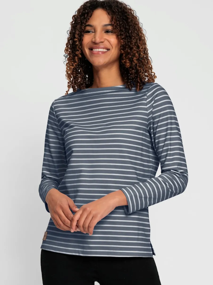 Sweatshirt à rayures en pur coton avec manches longues
