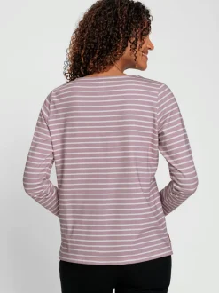 Sweatshirt à rayures en pur coton avec manches longues