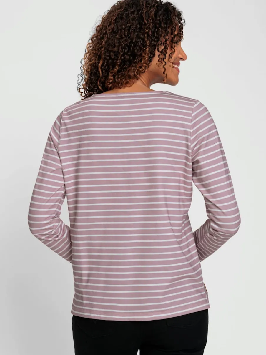 Sweatshirt à rayures en pur coton avec manches longues