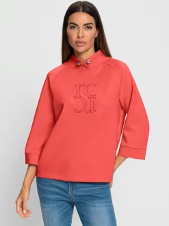 Sweatshirts avec col montant et broderie sportive élégante