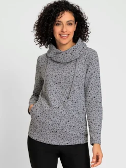 Sweatshirts avec col roulé et motif floral moelleux