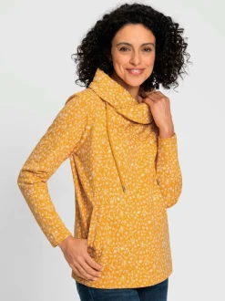 Sweatshirts avec col roulé et motif floral moelleux