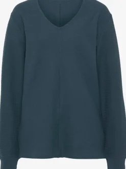 Sweatshirts avec encolure en V manches longues en coton