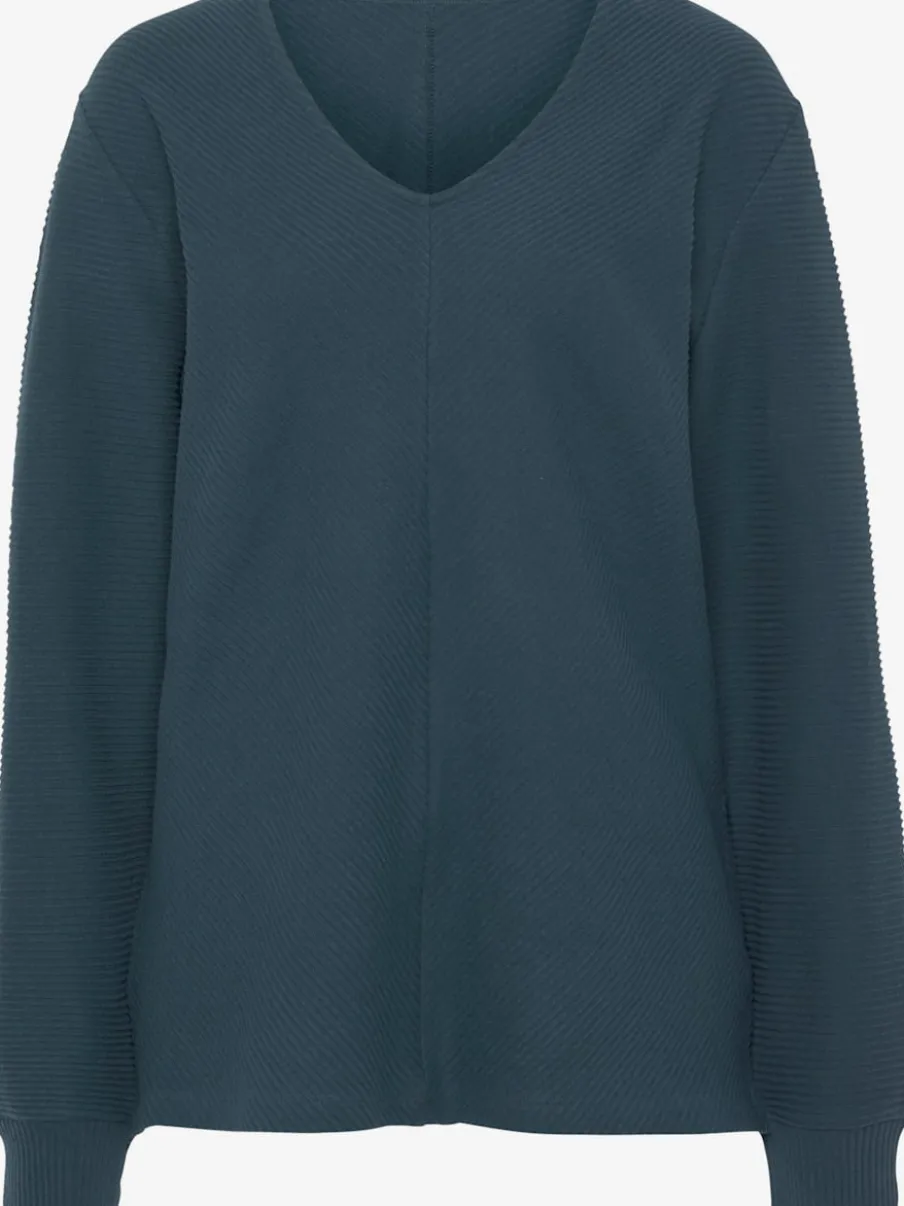 Sweatshirts avec encolure en V manches longues en coton