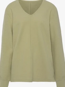 Sweatshirts avec encolure en V manches longues en coton
