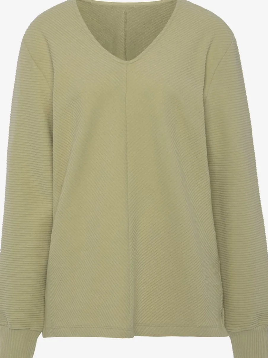 Sweatshirts avec encolure en V manches longues en coton