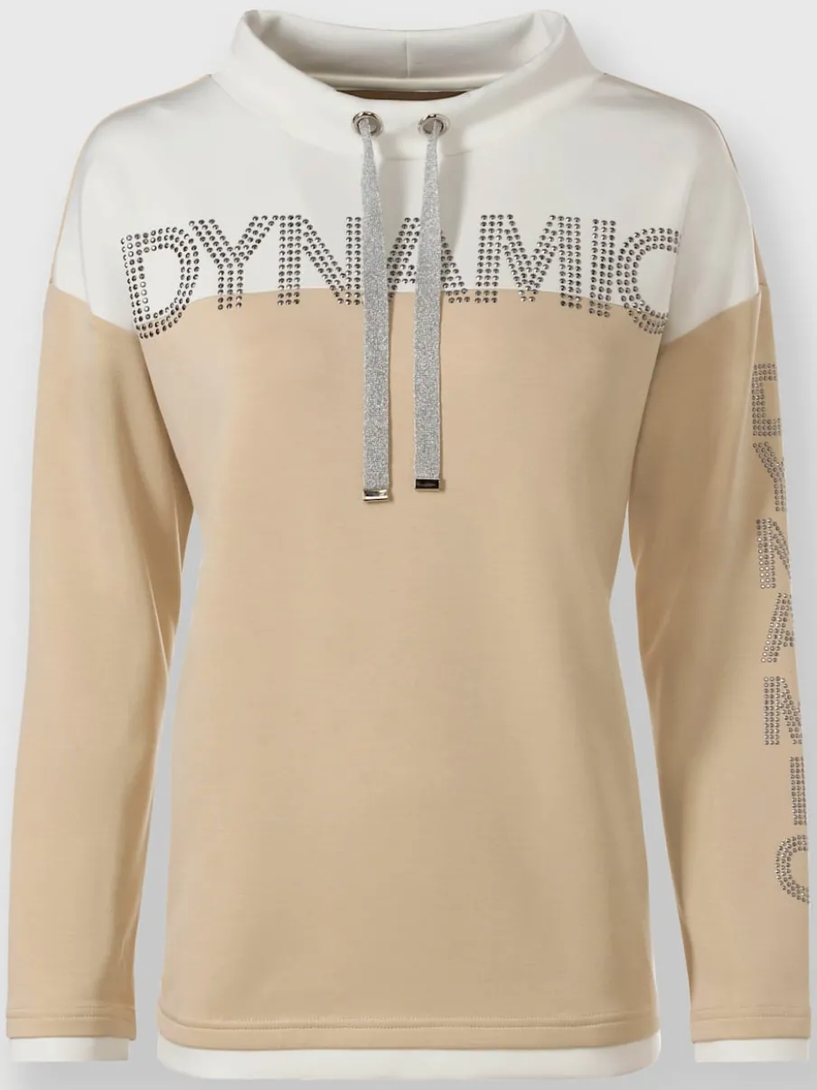 Sweatshirts avec inscription scintillante et col montant décoratif