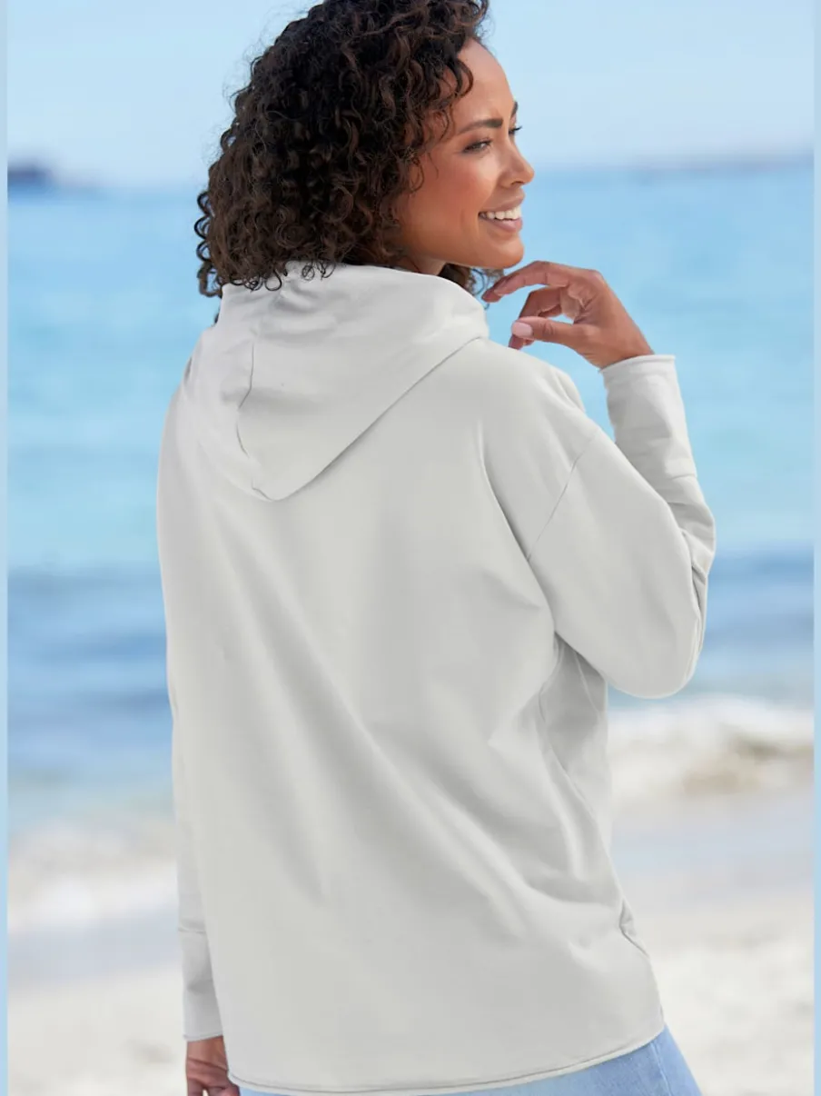 Sweatshirts à capuche avec logo imprimé et mancherons