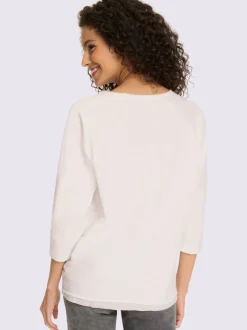 Sweatshirts à col en V et manches trois quarts