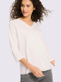 Sweatshirts à col en V et manches trois quarts