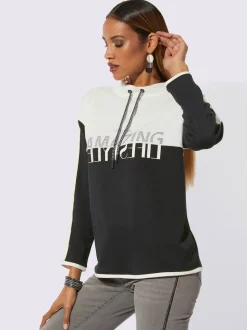 Sweatshirts à col montant avec inscriptions et détails brillants