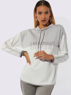 Sweatshirts à col montant avec inscriptions et détails brillants