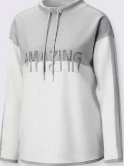 Sweatshirts à col montant avec inscriptions et détails brillants