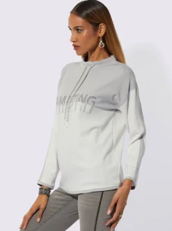 Sweatshirts à col montant avec inscriptions et détails brillants