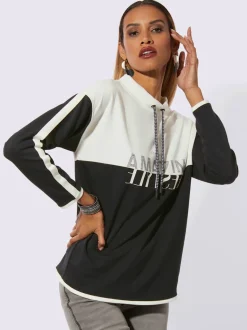 Sweatshirts à col montant avec inscriptions et détails brillants