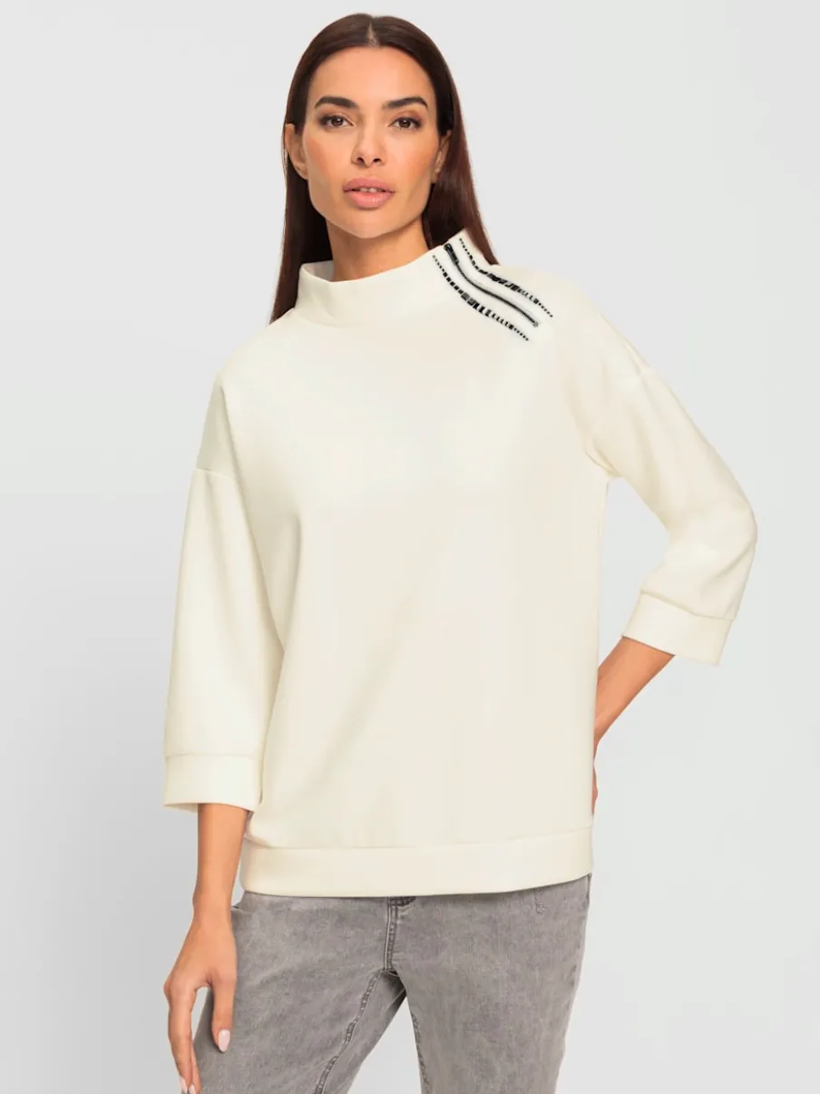 Sweatshirts à col montant avec petites pierres fantaisie
