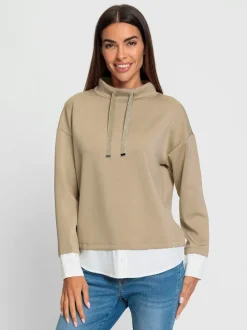Sweatshirts à col montant avec cordons et mancherons décontractés