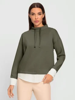 Sweatshirts à col montant avec cordons et mancherons décontractés