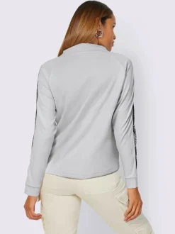 Sweatshirts à col montant avec imprimé contrastant sur manches