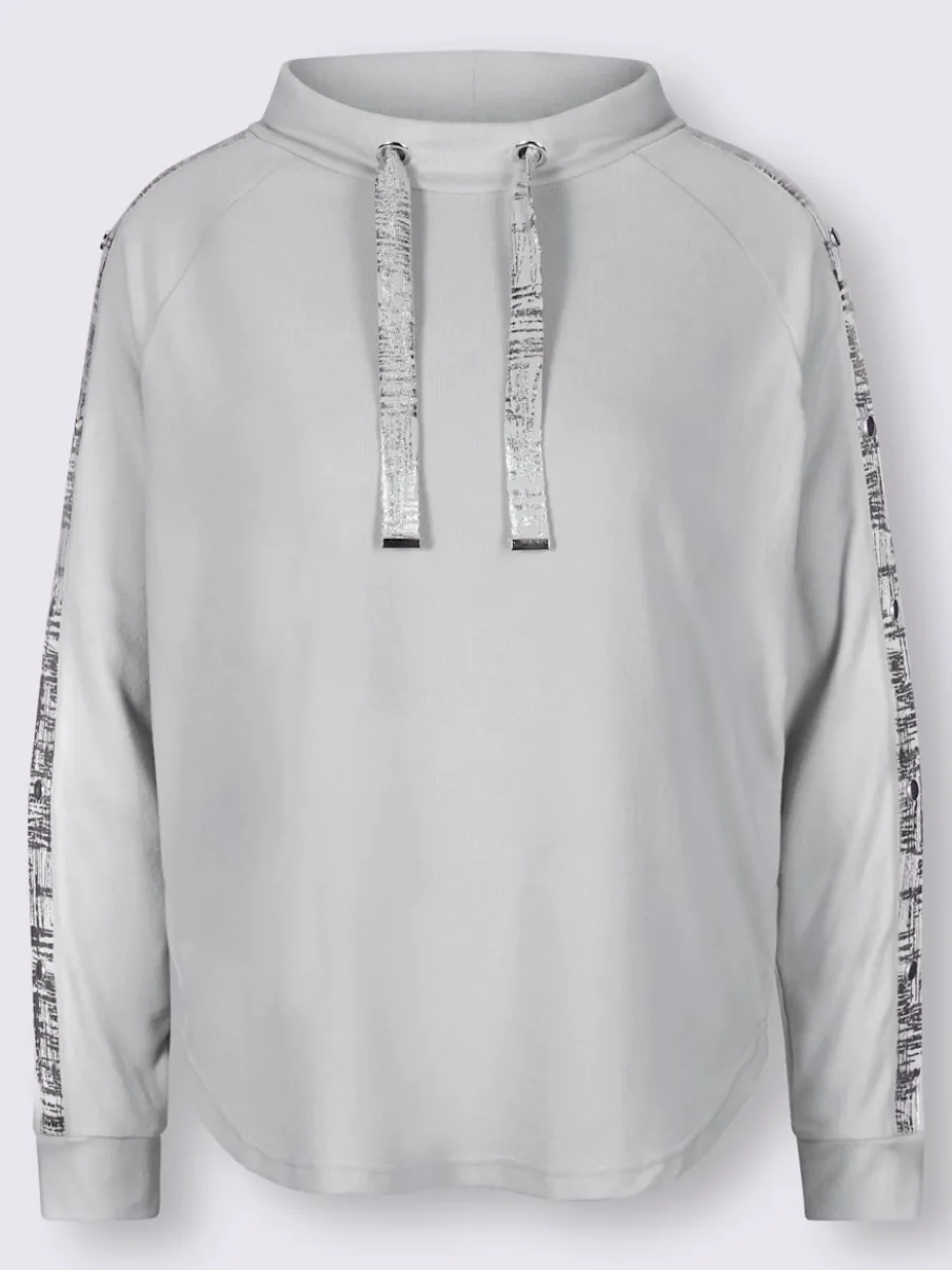 Sweatshirts à col montant avec imprimé contrastant sur manches