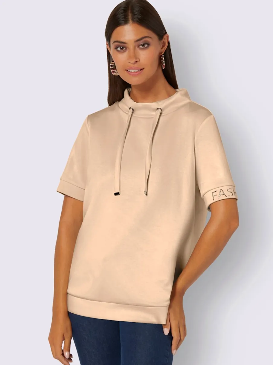 Sweatshirts à col montant avec cordon et fentes latérales