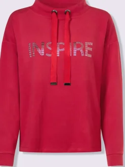 Sweatshirts col montant manches longues inscription argentée