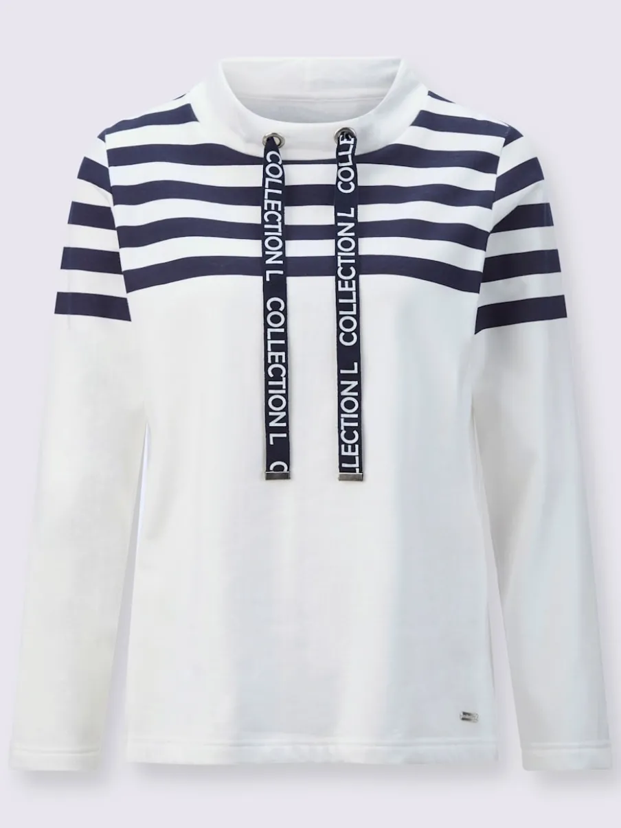 Sweatshirts à col montant rayés en coton doux