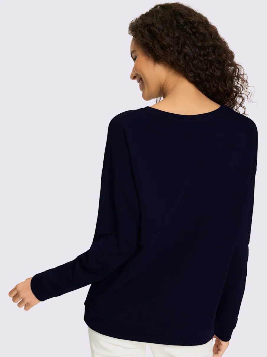 Sweatshirts à col rond avec imprimé ancre brillant