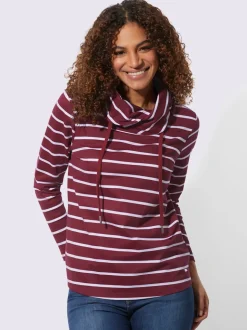 Sweatshirts à col roulé avec rayures manches longues