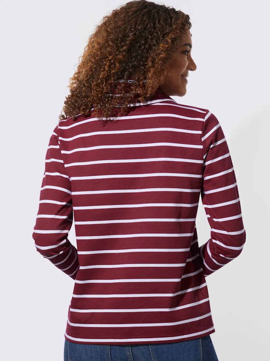 Sweatshirts à col roulé avec rayures manches longues