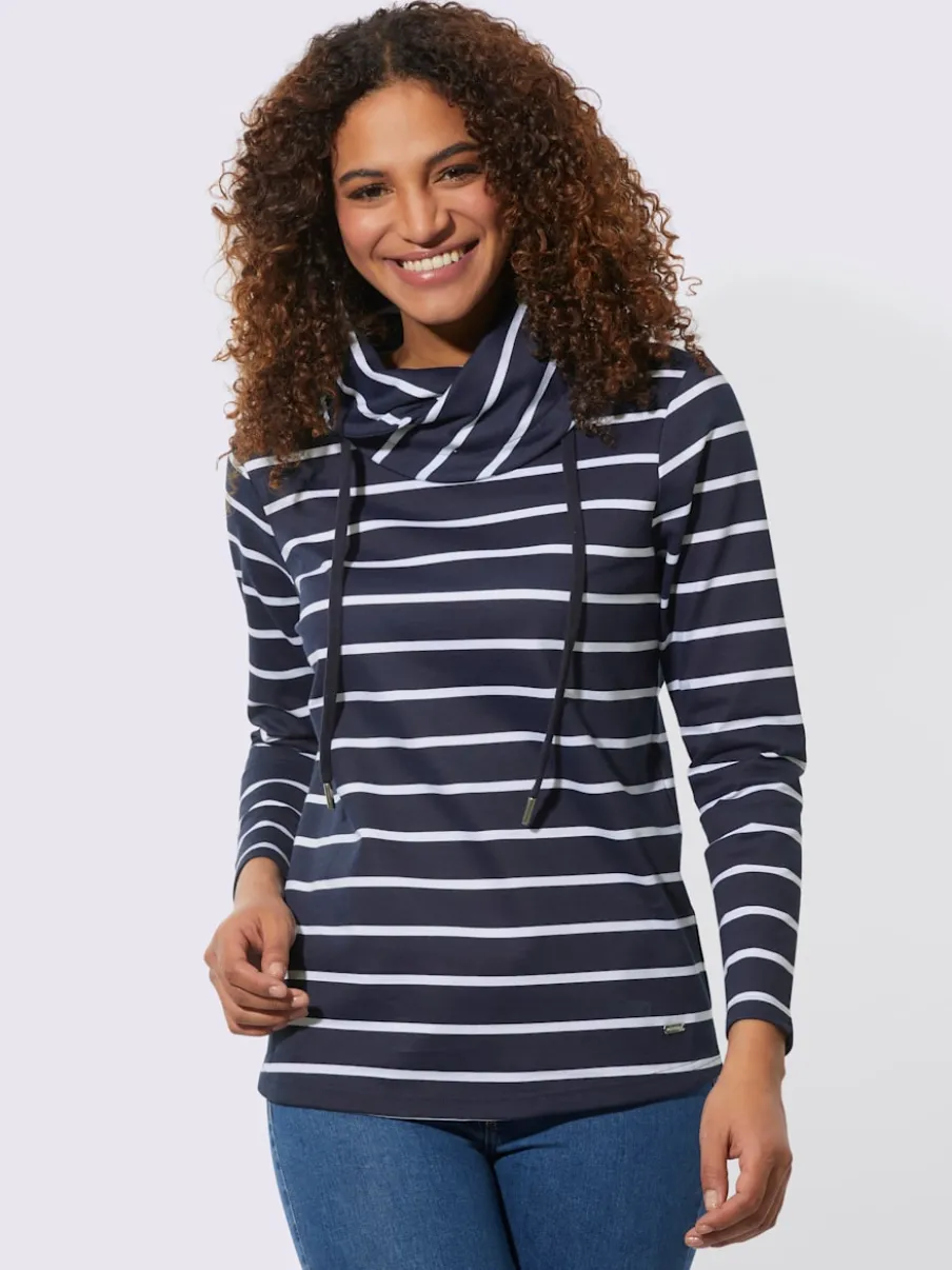 Sweatshirts à col roulé avec rayures manches longues