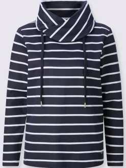 Sweatshirts à col roulé avec rayures manches longues