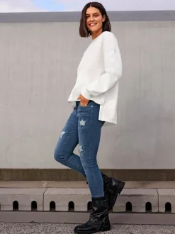 Sweatshirts à coupe ample avec encolure ronde côtelée