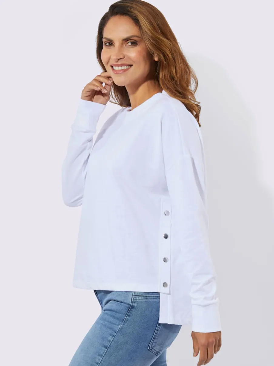 Sweatshirts à coupe ample avec encolure ronde côtelée