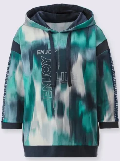 Sweatshirts en coton avec inscription métallique et manches résille