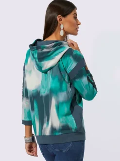 Sweatshirts en coton avec inscription métallique et manches résille