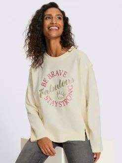 Sweatshirts en coton à inscription scintillante manches longues
