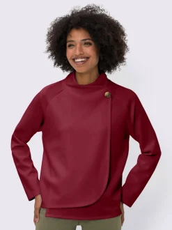 Sweatshirts en mélange de modal col montant asymétrique