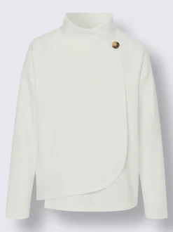 Sweatshirts en mélange de modal col montant asymétrique