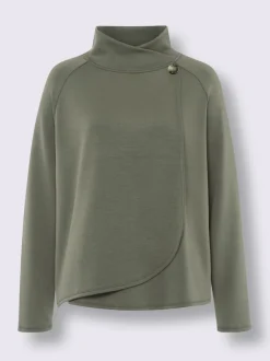Sweatshirts en mélange de modal col montant asymétrique