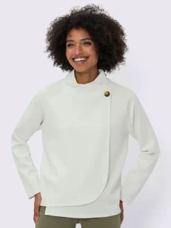 Sweatshirts en mélange de modal col montant asymétrique